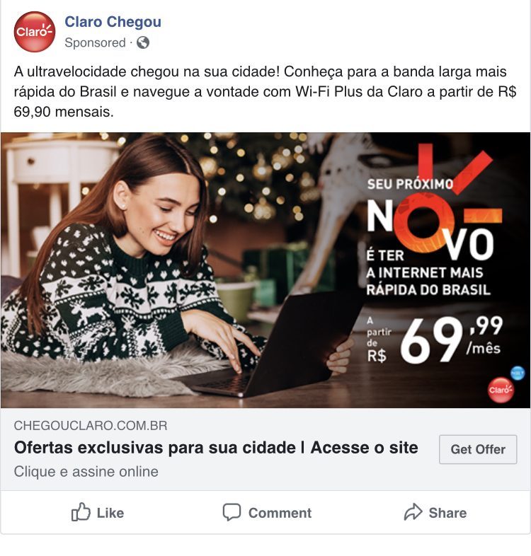 Claro Chegou Facebook ad