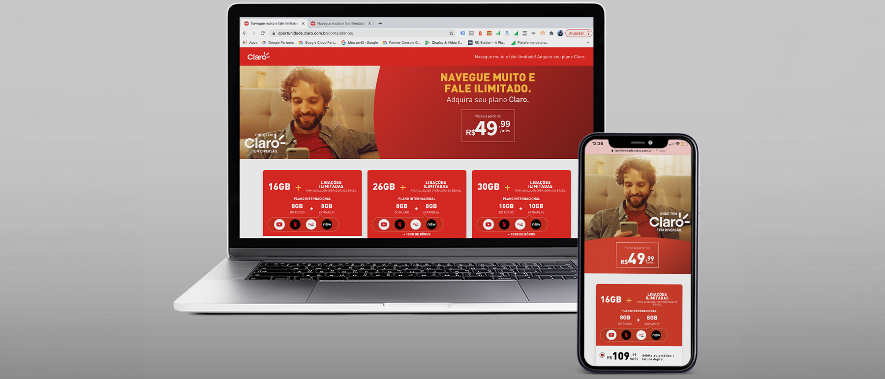 Claro Brasil web and mobile sales funnel